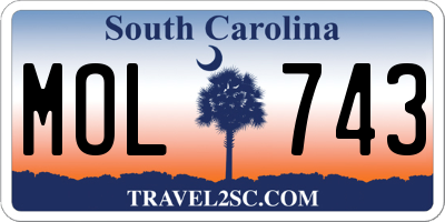 SC license plate MOL743