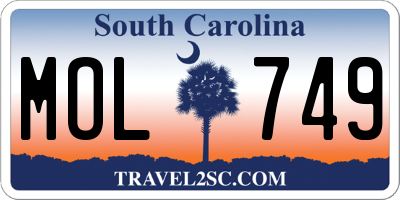 SC license plate MOL749