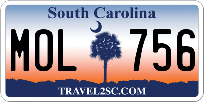 SC license plate MOL756