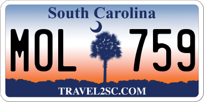 SC license plate MOL759