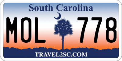SC license plate MOL778