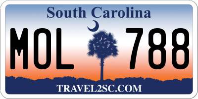 SC license plate MOL788