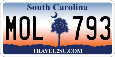 SC license plate MOL793