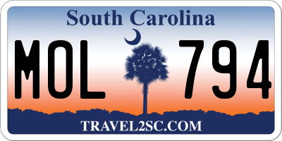 SC license plate MOL794