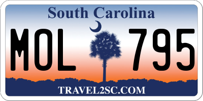 SC license plate MOL795