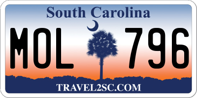SC license plate MOL796