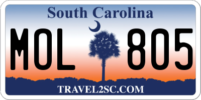 SC license plate MOL805