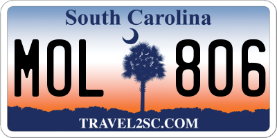 SC license plate MOL806