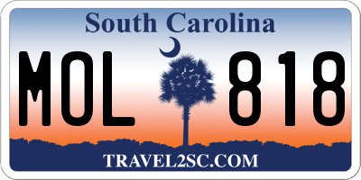SC license plate MOL818