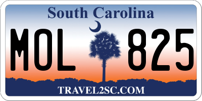 SC license plate MOL825