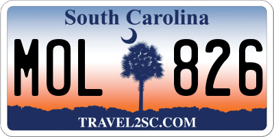SC license plate MOL826