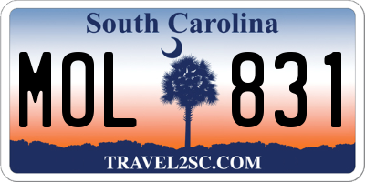 SC license plate MOL831
