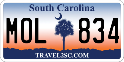 SC license plate MOL834