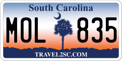 SC license plate MOL835