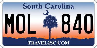 SC license plate MOL840