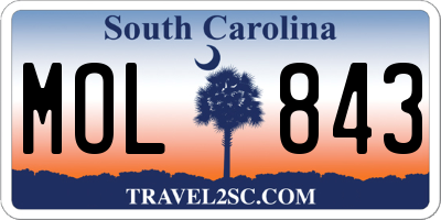 SC license plate MOL843