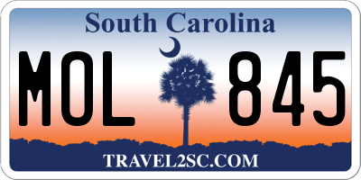 SC license plate MOL845