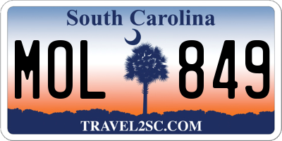 SC license plate MOL849