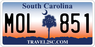 SC license plate MOL851