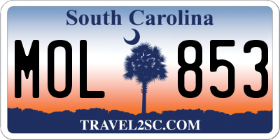 SC license plate MOL853