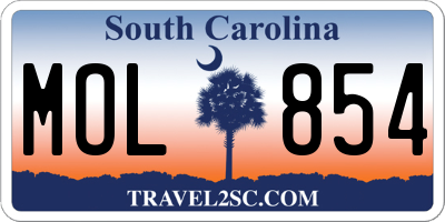 SC license plate MOL854