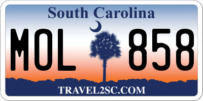 SC license plate MOL858