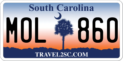 SC license plate MOL860