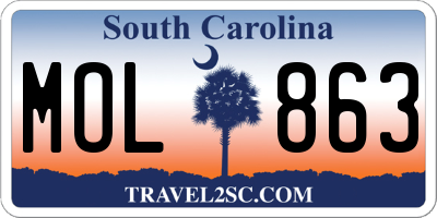 SC license plate MOL863