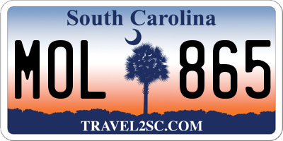 SC license plate MOL865