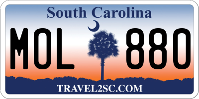SC license plate MOL880