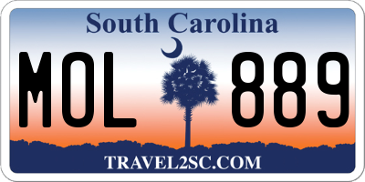 SC license plate MOL889