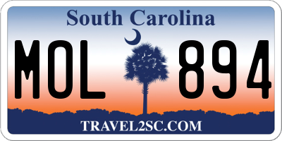 SC license plate MOL894