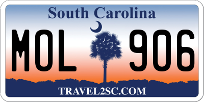 SC license plate MOL906