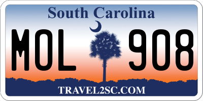 SC license plate MOL908