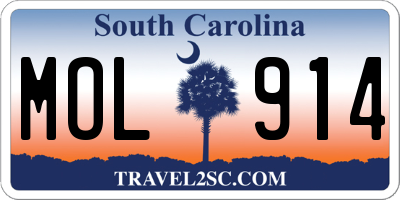 SC license plate MOL914