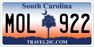 SC license plate MOL922