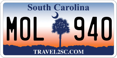 SC license plate MOL940