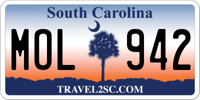 SC license plate MOL942