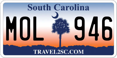 SC license plate MOL946