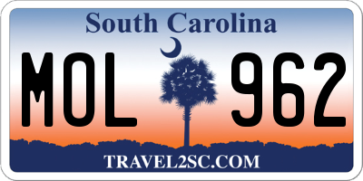 SC license plate MOL962