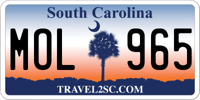 SC license plate MOL965