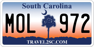 SC license plate MOL972