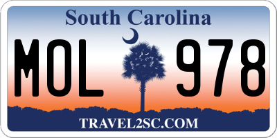 SC license plate MOL978
