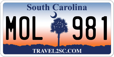 SC license plate MOL981