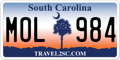 SC license plate MOL984