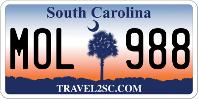 SC license plate MOL988