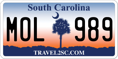 SC license plate MOL989