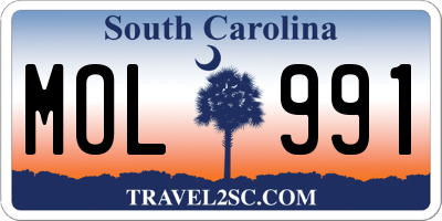 SC license plate MOL991