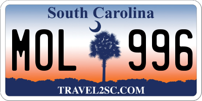 SC license plate MOL996