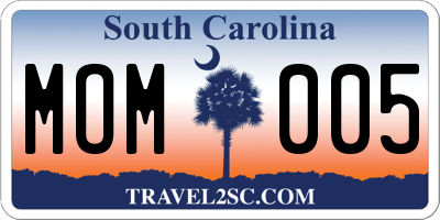 SC license plate MOM005